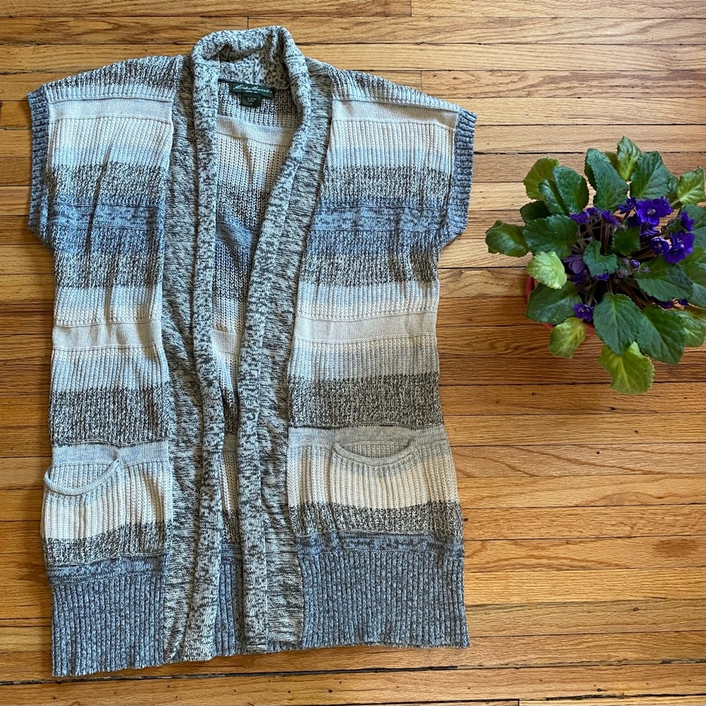 Eddie Bauer Cardigan Sweater, Knit Stripe Pattern